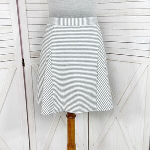 Michael Michael Kors Striped Knit‎ Panel A-line Skirt White Grey 4